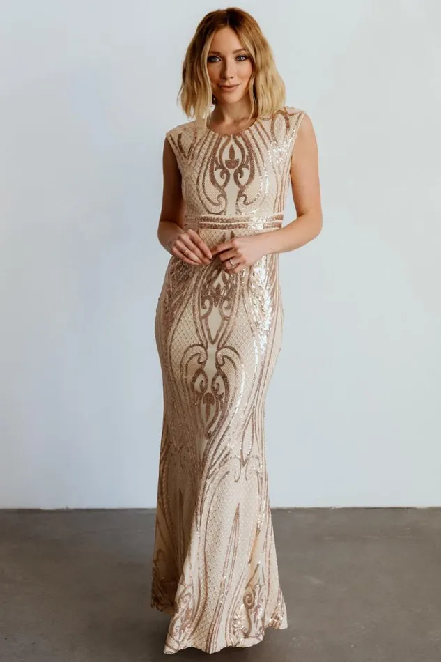 Women Alessia Sequin Gown Champagne Baltic Born Embellished and Sequined Women Alessia Sequin Gown Champagne Baltic Born Embellished and Sequined