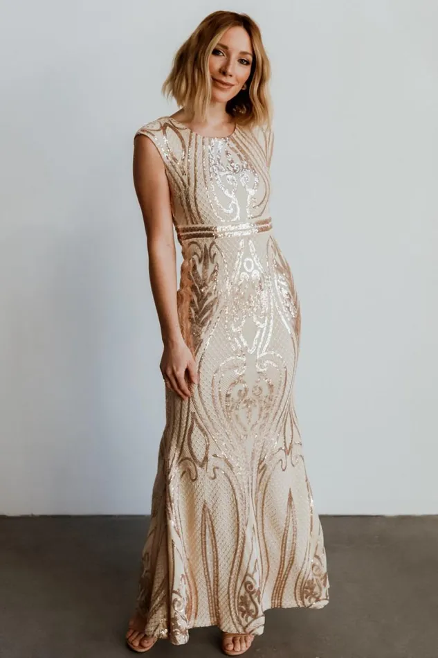 Women Alessia Sequin Gown Champagne Baltic Born Embellished and Sequined Women Alessia Sequin Gown Champagne Baltic Born Embellished and Sequined