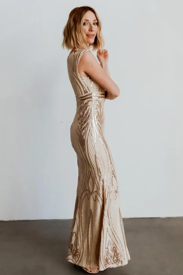 Women Alessia Sequin Gown Champagne Baltic Born Embellished and Sequined Women Alessia Sequin Gown Champagne Baltic Born Embellished and Sequined