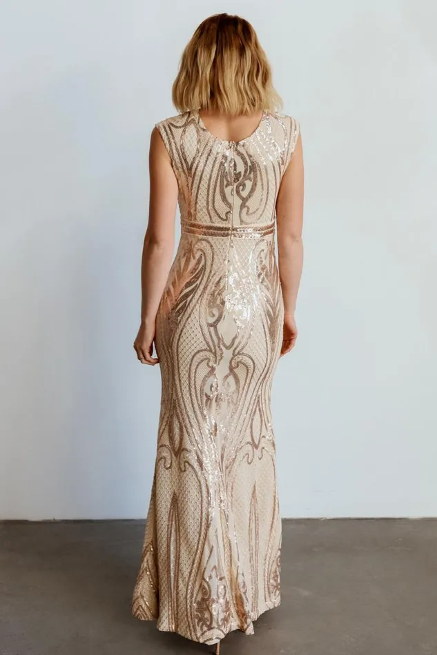 Women Alessia Sequin Gown Champagne Baltic Born Embellished and Sequined Women Alessia Sequin Gown Champagne Baltic Born Embellished and Sequined