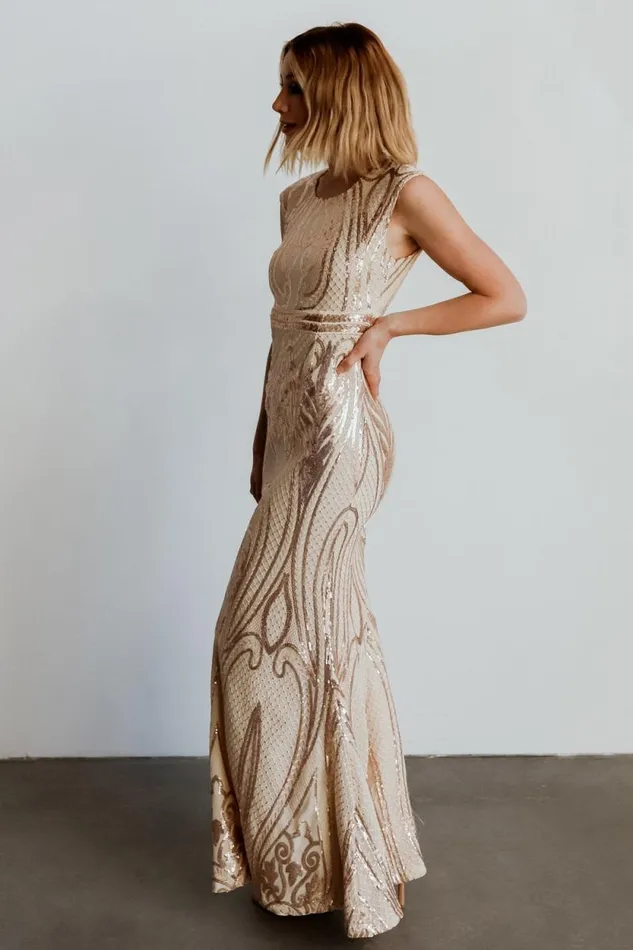 Women Alessia Sequin Gown Champagne Baltic Born Embellished and Sequined Women Alessia Sequin Gown Champagne Baltic Born Embellished and Sequined