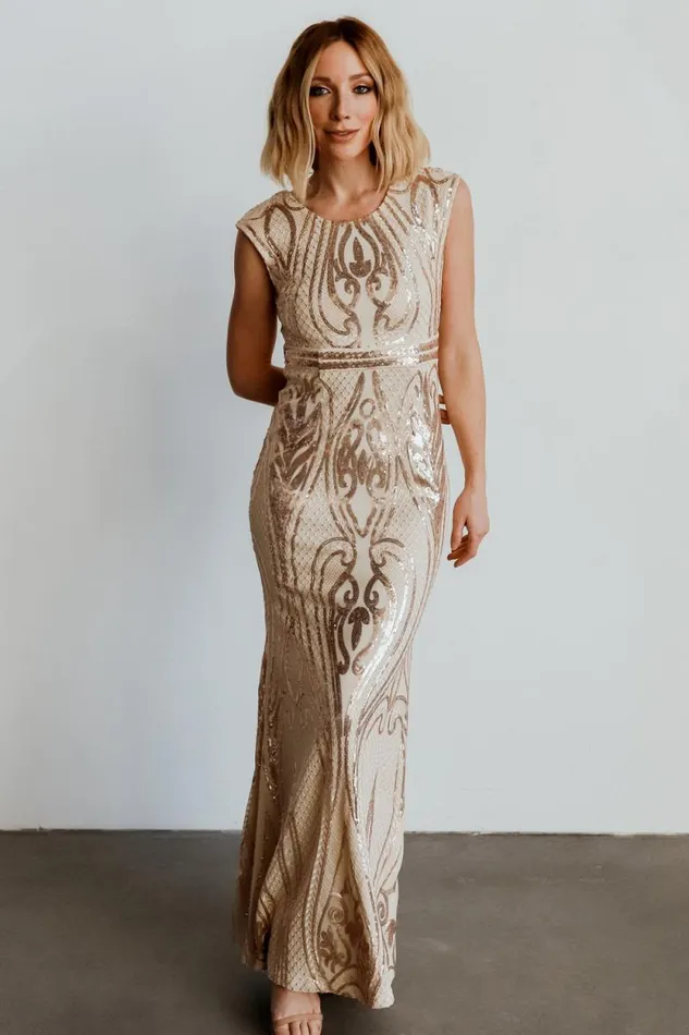Women Alessia Sequin Gown Champagne Baltic Born Embellished and Sequined Women Alessia Sequin Gown Champagne Baltic Born Embellished and Sequined