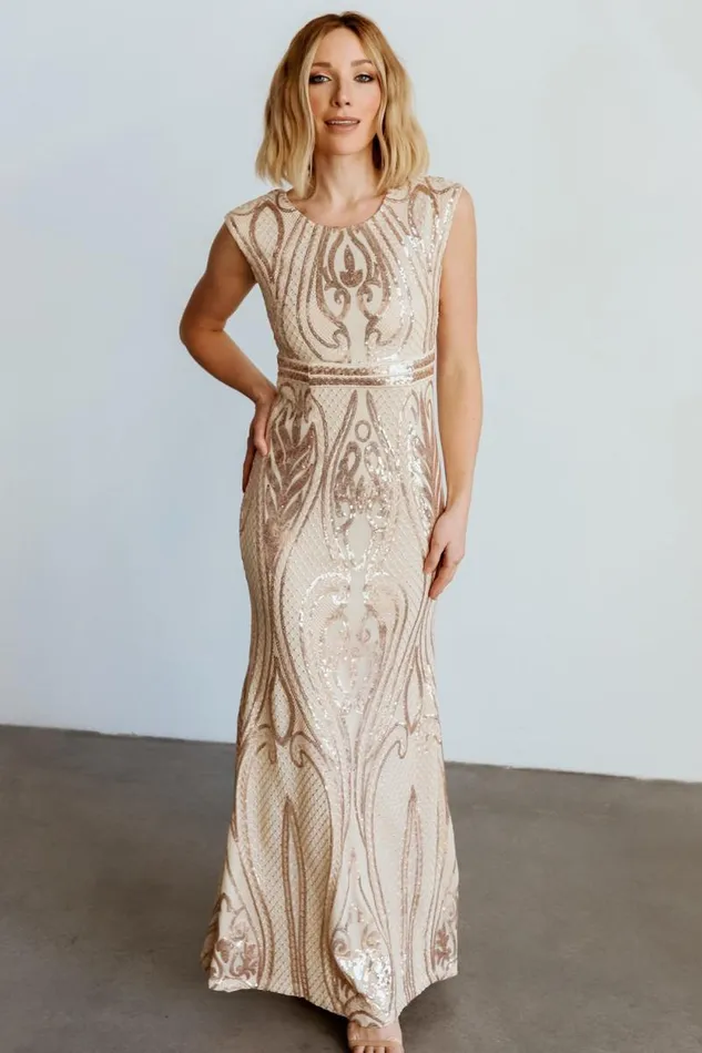 Women Alessia Sequin Gown Champagne Baltic Born Embellished and Sequined Women Alessia Sequin Gown Champagne Baltic Born Embellished and Sequined