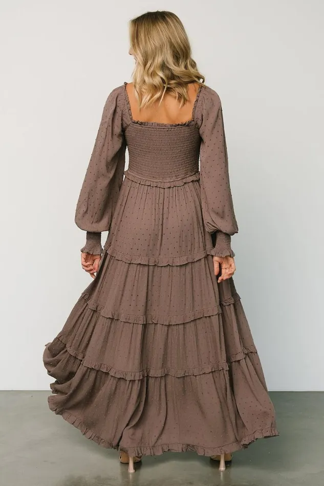 Women Amanda Smocked Dotted Maxi Dress Brown Baltic Born Maxi Dresses Women Amanda Smocked Dotted Maxi Dress Brown Baltic Born Maxi Dresses