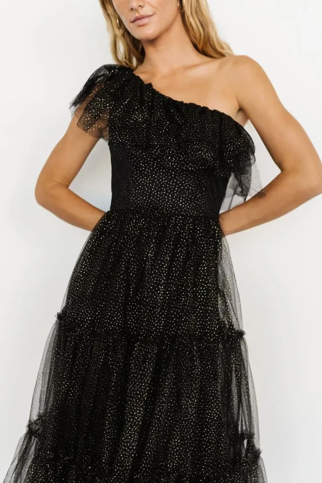 Women Anessa Tulle Dress Black Gold Baltic Born Embellished and Sequined Women Anessa Tulle Dress Black Gold Baltic Born Embellished and Sequined