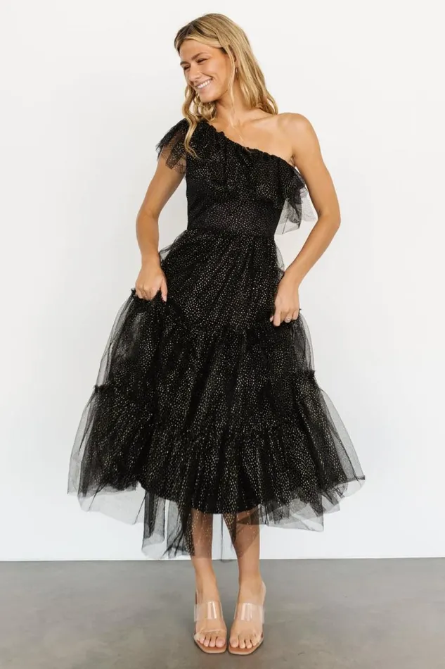 Women Anessa Tulle Dress Black Gold Baltic Born Embellished and Sequined Women Anessa Tulle Dress Black Gold Baltic Born Embellished and Sequined
