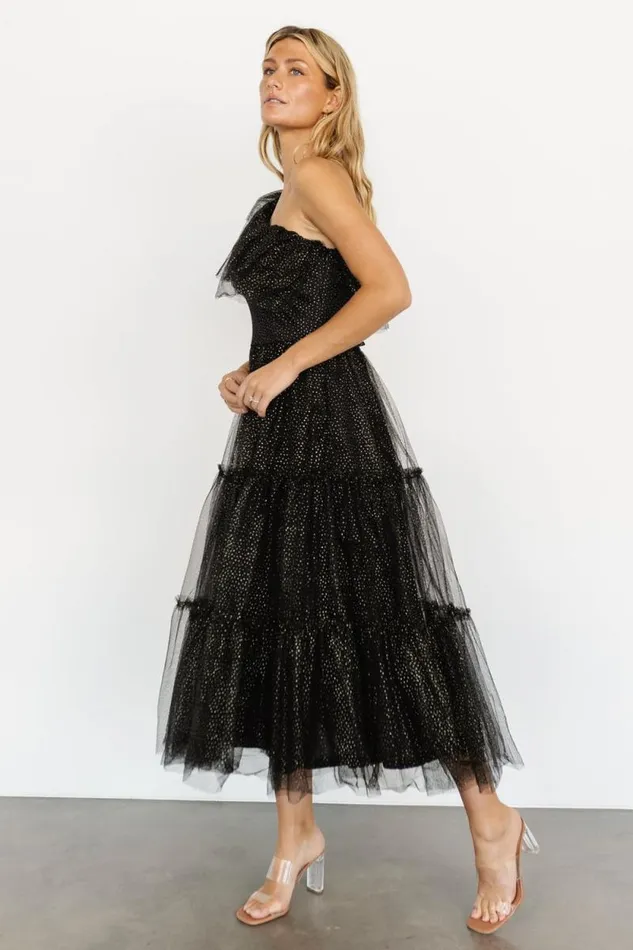 Women Anessa Tulle Dress Black Gold Baltic Born Embellished and Sequined Women Anessa Tulle Dress Black Gold Baltic Born Embellished and Sequined