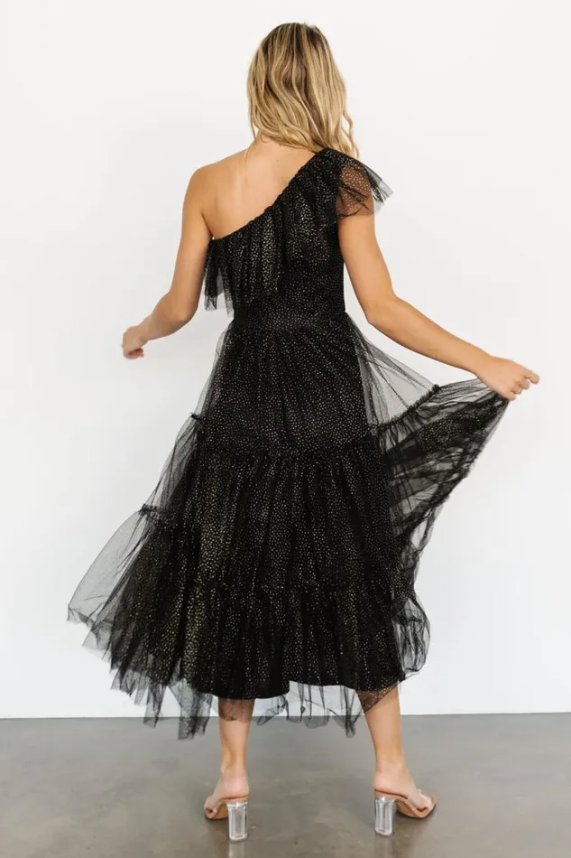 Women Anessa Tulle Dress Black Gold Baltic Born Embellished and Sequined Women Anessa Tulle Dress Black Gold Baltic Born Embellished and Sequined