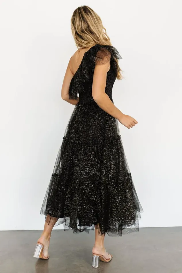 Women Anessa Tulle Dress Black Gold Baltic Born Embellished and Sequined Women Anessa Tulle Dress Black Gold Baltic Born Embellished and Sequined