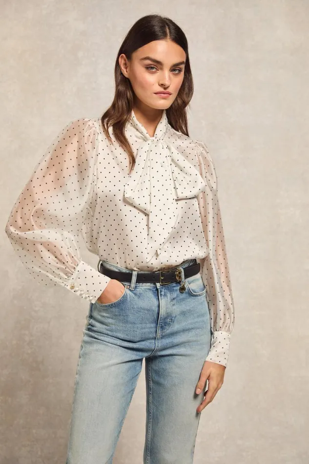 Women Ariella Blouse White Polka Dot Holland Cooper Shirts and Blouses Women Ariella Blouse White Polka Dot Holland Cooper Shirts and Blouses