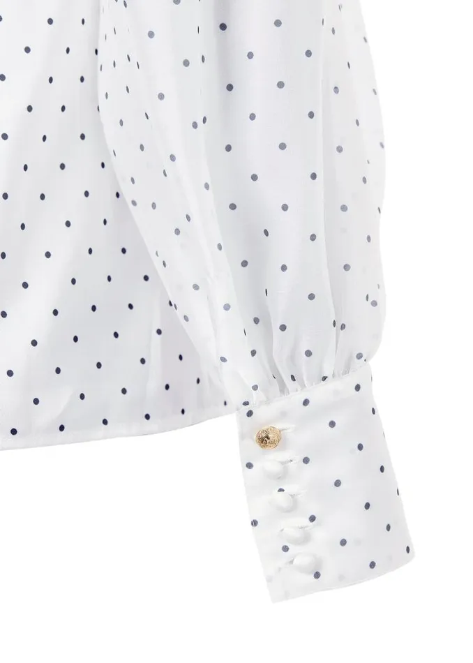 Women Ariella Blouse White Polka Dot Holland Cooper Shirts and Blouses Women Ariella Blouse White Polka Dot Holland Cooper Shirts and Blouses