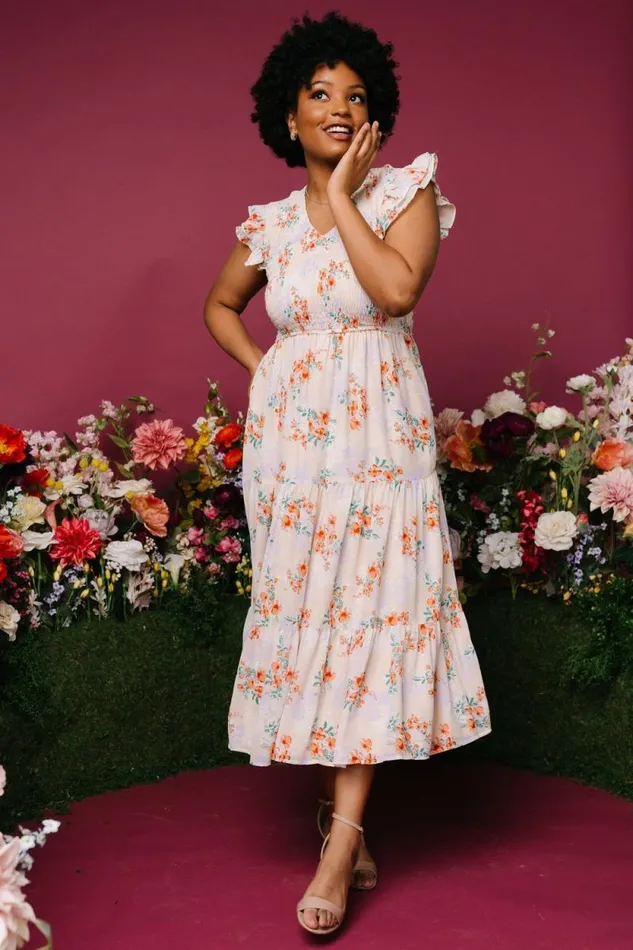 Women Arla Smocked Maxi Dress Cream Floral Baltic Born Maxi Dresses Women Arla Smocked Maxi Dress Cream Floral Baltic Born Maxi Dresses