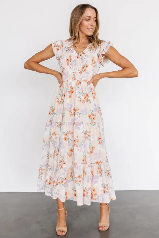Women Arla Smocked Maxi Dress Cream Floral Baltic Born Maxi Dresses Women Arla Smocked Maxi Dress Cream Floral Baltic Born Maxi Dresses
