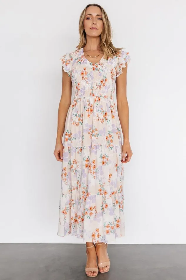 Women Arla Smocked Maxi Dress Cream Floral Baltic Born Maxi Dresses Women Arla Smocked Maxi Dress Cream Floral Baltic Born Maxi Dresses