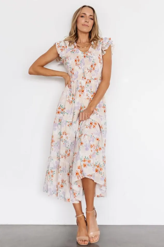Women Arla Smocked Maxi Dress Cream Floral Baltic Born Maxi Dresses Women Arla Smocked Maxi Dress Cream Floral Baltic Born Maxi Dresses