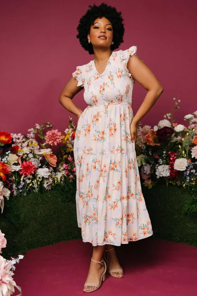 Women Arla Smocked Maxi Dress Cream Floral Baltic Born Maxi Dresses Women Arla Smocked Maxi Dress Cream Floral Baltic Born Maxi Dresses