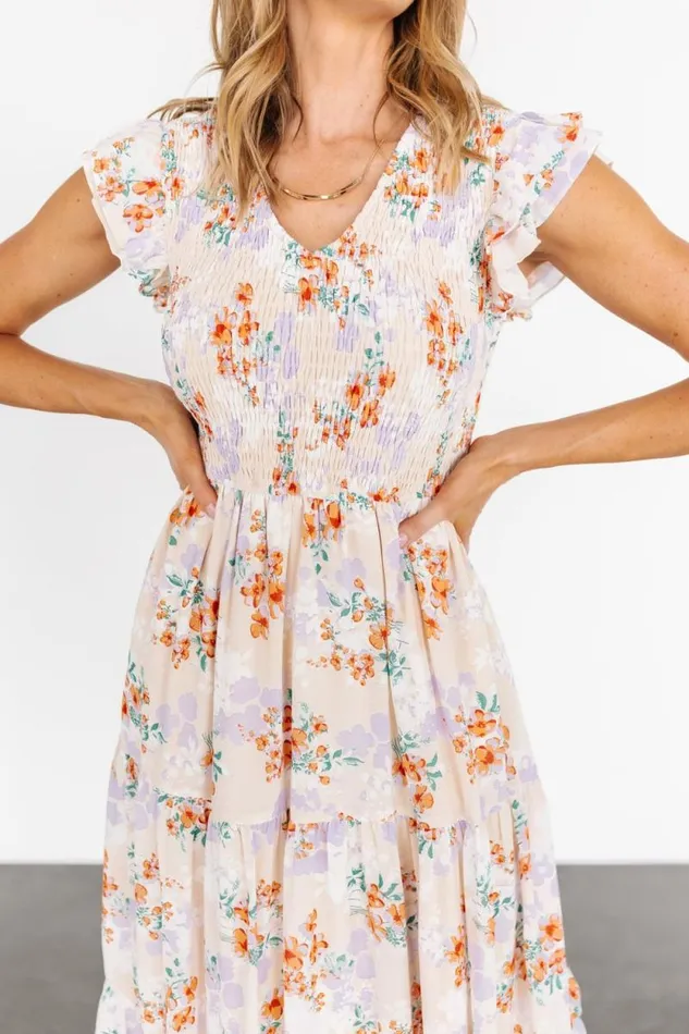 Women Arla Smocked Maxi Dress Cream Floral Baltic Born Maxi Dresses Women Arla Smocked Maxi Dress Cream Floral Baltic Born Maxi Dresses