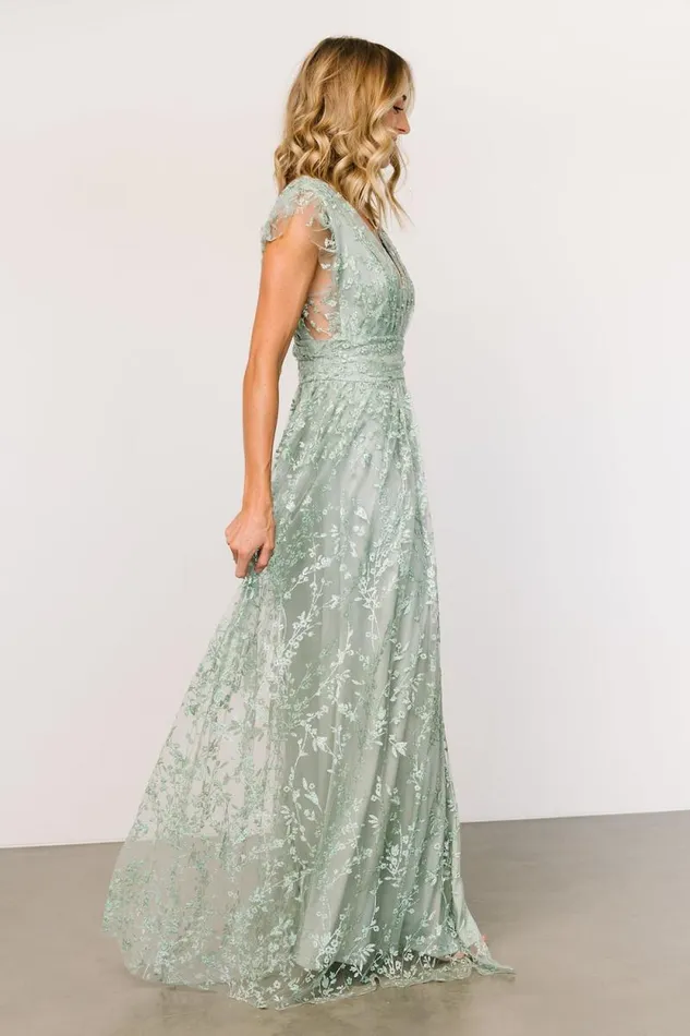 Women Arlene Shimmer Gown Sage Baltic Born Embellished and Sequined Women Arlene Shimmer Gown Sage Baltic Born Embellished and Sequined