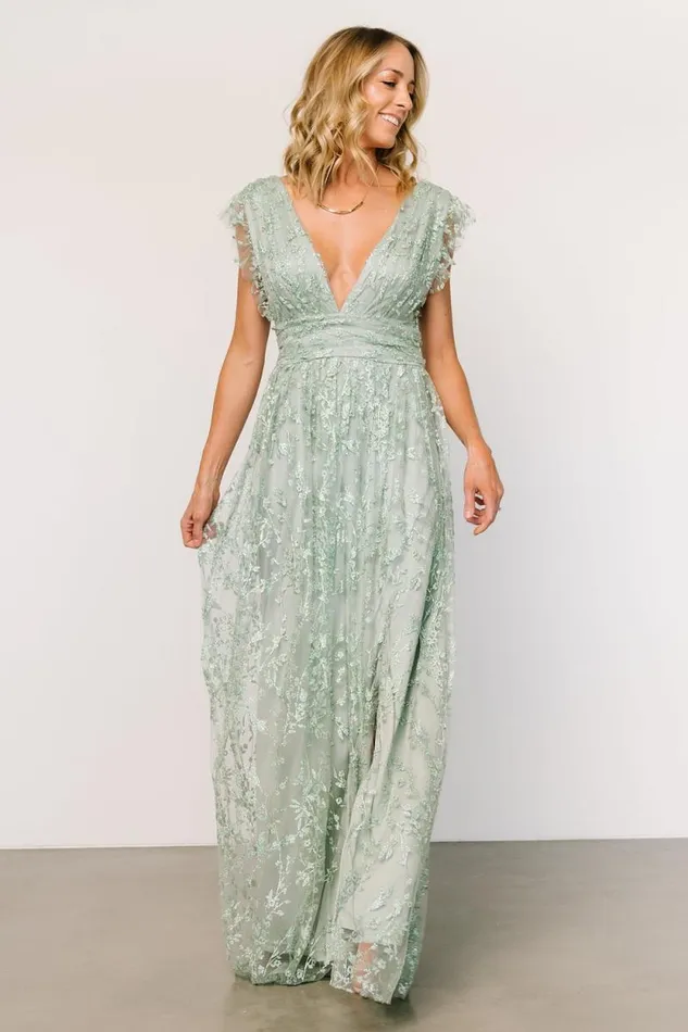 Women Arlene Shimmer Gown Sage Baltic Born Embellished and Sequined Women Arlene Shimmer Gown Sage Baltic Born Embellished and Sequined