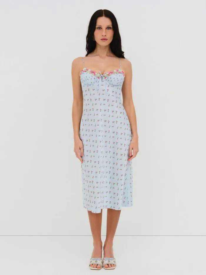 Women Aurelia Midi Slip Dress Blue For Love and Lemons Dresses