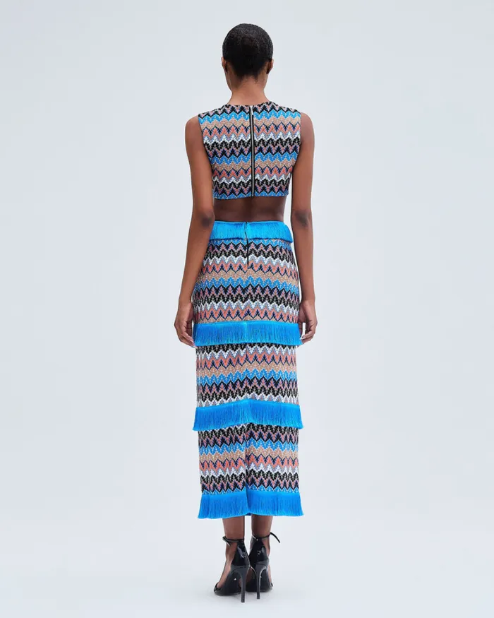 Women Beach Dresses PatBO Crochet Cutout Midi Dress FINAL SALE Black Multi