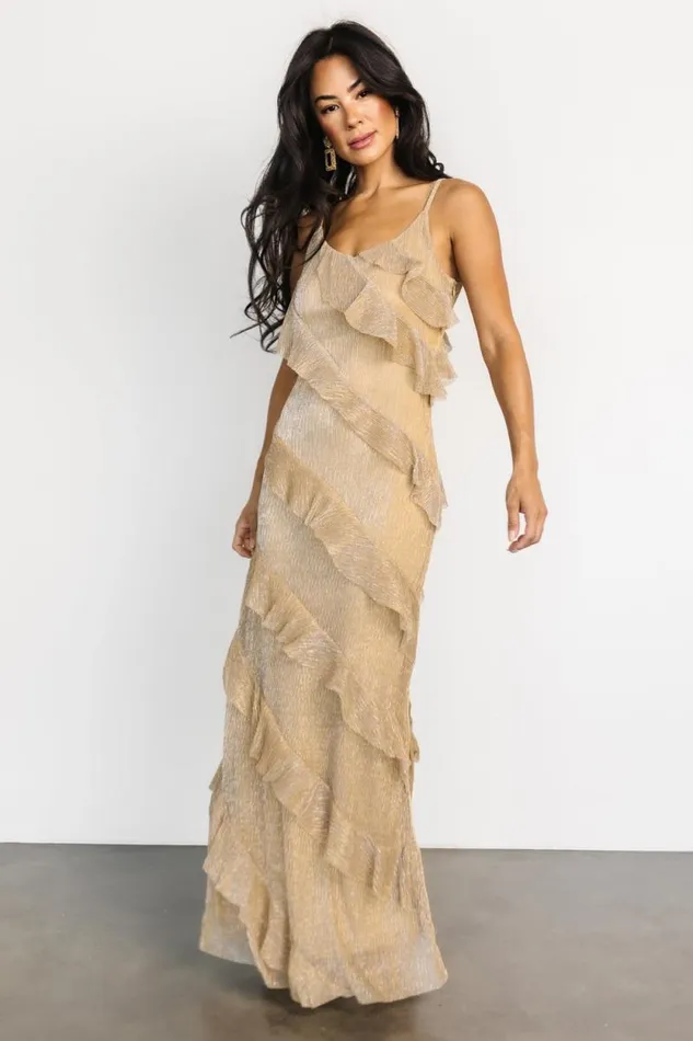 Women Belisama Ruffle Gown Gold Baltic Born Maxi Dresses Women Belisama Ruffle Gown Gold Baltic Born Maxi Dresses