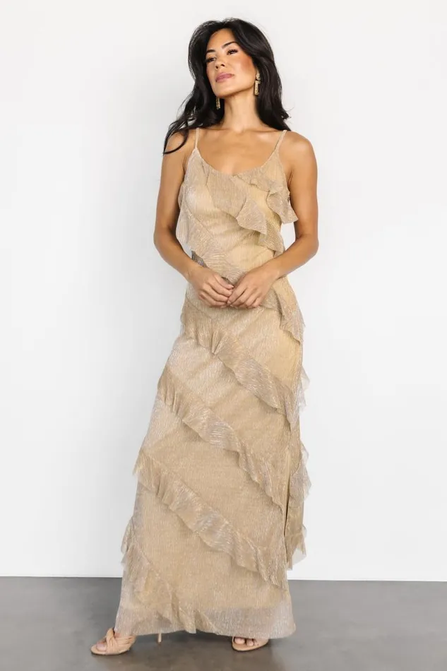 Women Belisama Ruffle Gown Gold Baltic Born Maxi Dresses Women Belisama Ruffle Gown Gold Baltic Born Maxi Dresses