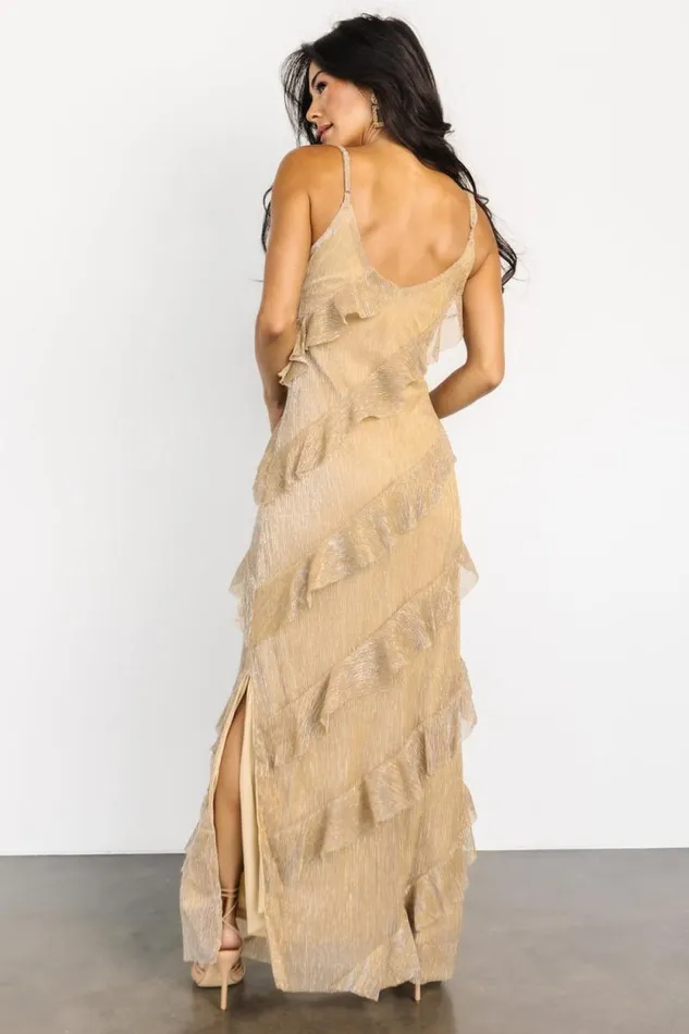 Women Belisama Ruffle Gown Gold Baltic Born Maxi Dresses Women Belisama Ruffle Gown Gold Baltic Born Maxi Dresses