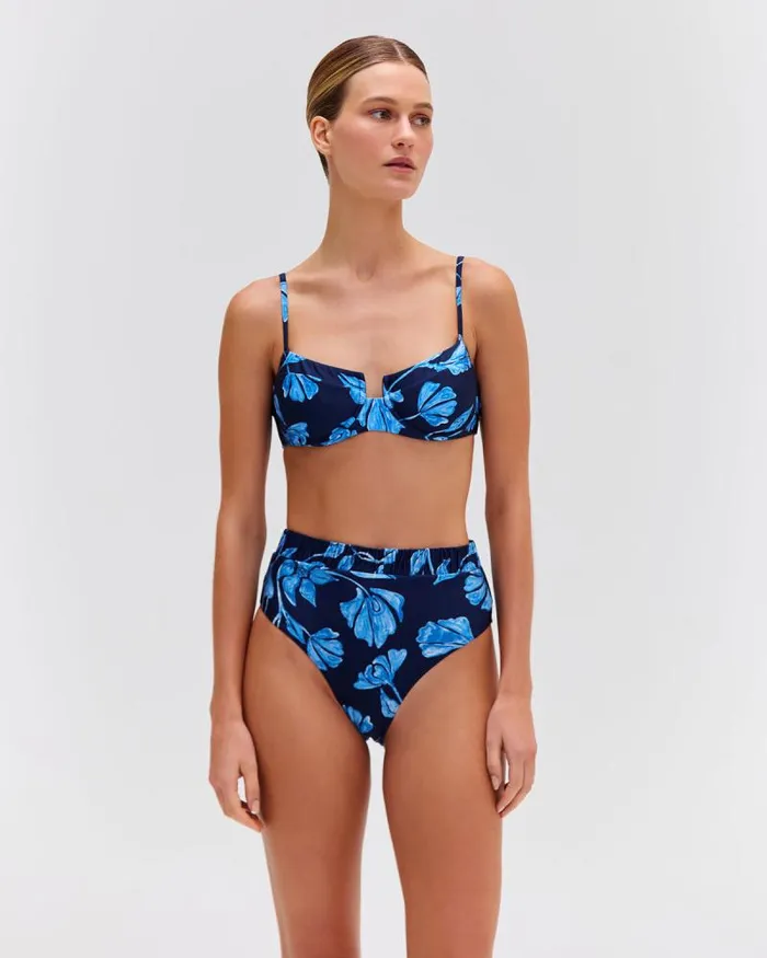 Women Bikinis PatBO Nightflower High Cut Bikini Bottom FINAL SALE Indigo