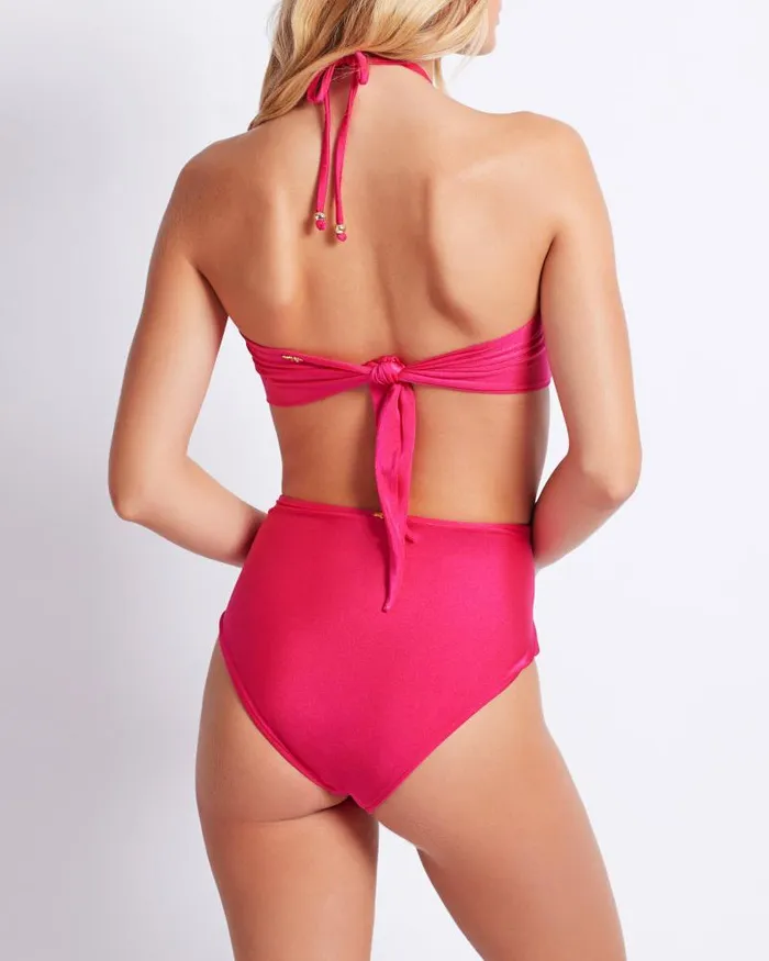 Women Bikinis PatBO OCEAN LEAF BIKINI BOTTOM FINAL SALE Cerise