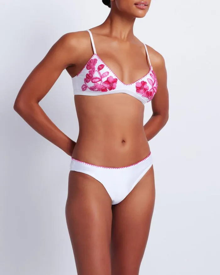 Women Bikinis PatBO Viera Embroidered Bikini Top FINAL SALE White