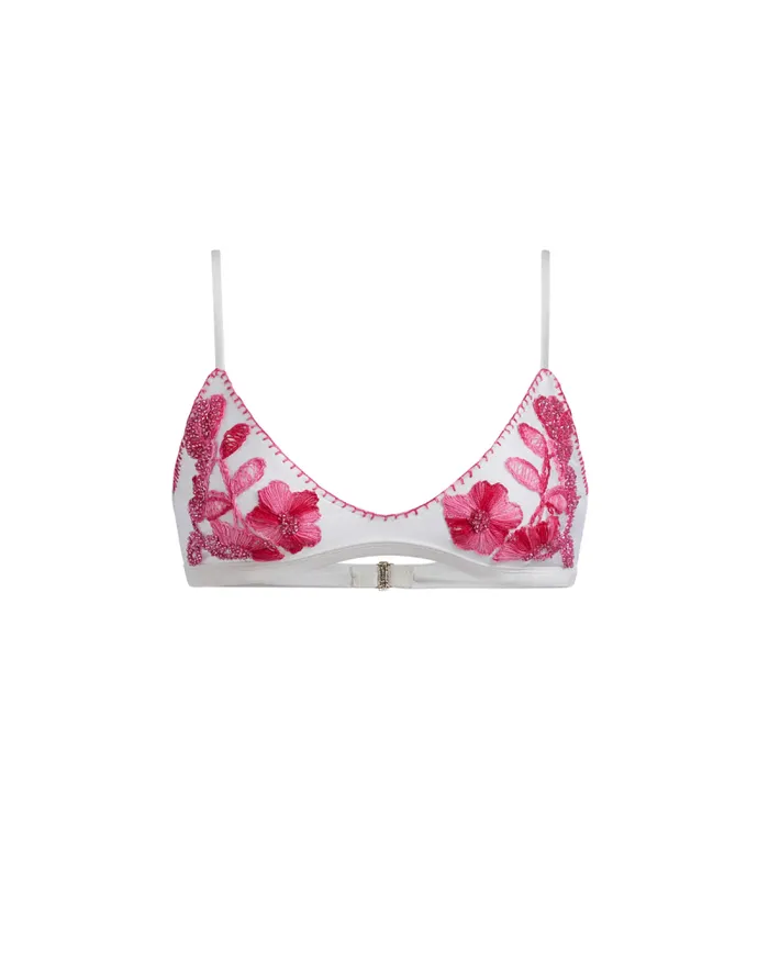 Women Bikinis PatBO Viera Embroidered Bikini Top FINAL SALE White
