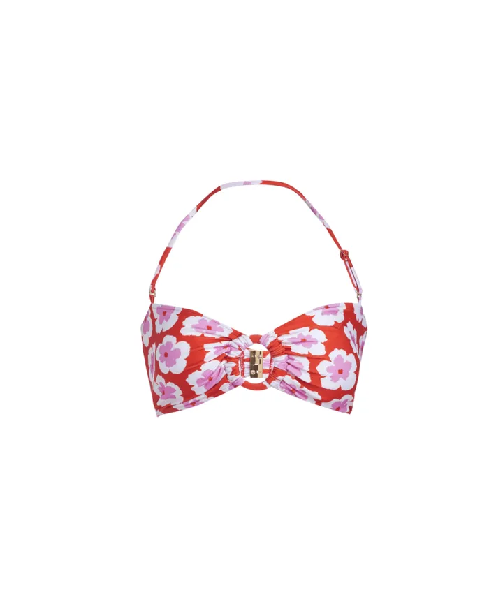 Women Bikinis PatBO WINDFLOWER BANDEAU BIKINI TOP FINAL SALE Cherry