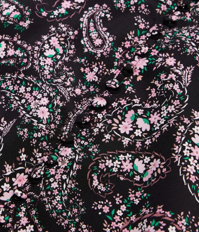 Women Black And Pink Paisley Print Short Dress With Buttons THE KOOPLES Dresses and Jumpsuits