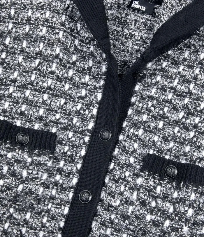 Women Black And White Tweed Hooded Cardigan THE KOOPLES Sweaters