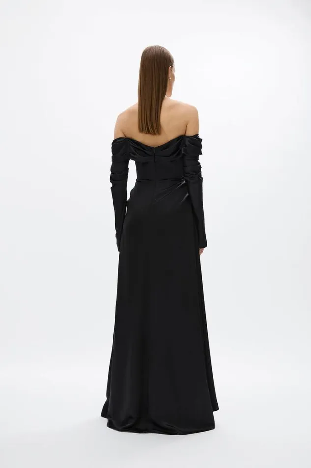 Women Black Dresses Rachel Gilbert LUCIEN SLEEVE GOWN Women Black Dresses Rachel Gilbert LUCIEN SLEEVE GOWN