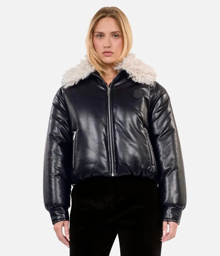 Women Black Leathereffect Jacket THE KOOPLES Coats and Jackets