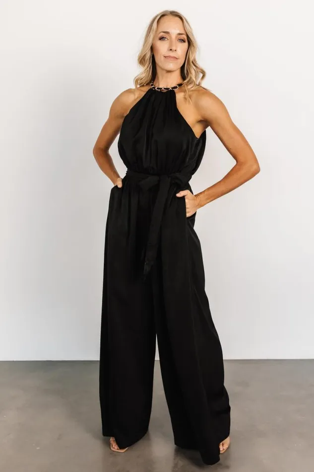 Women Blaire Satin Jumpsuit Black Baltic Born Jumpsuits and Rompers Women Blaire Satin Jumpsuit Black Baltic Born Jumpsuits and Rompers
