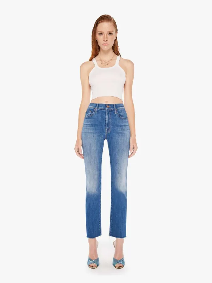 Women Bootcut Mother Denim The Insider Flood Fray Blue medium
