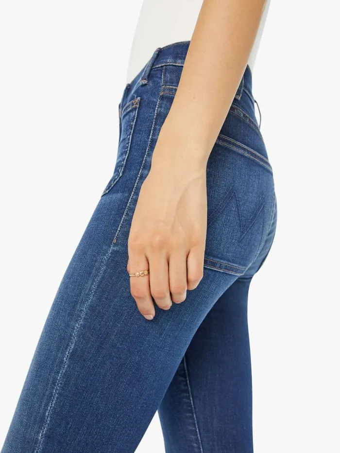 Women Bootcut Mother Denim The Patch Pocket Insider Flood Blue navy