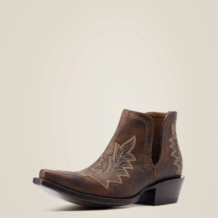 Women Booties Ariat Dixon Low Heel Western Boot Rhino Tan