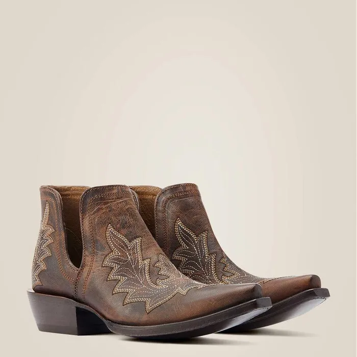 Women Booties Ariat Dixon Low Heel Western Boot Rhino Tan Women Booties Ariat Dixon Low Heel Western Boot Rhino Tan