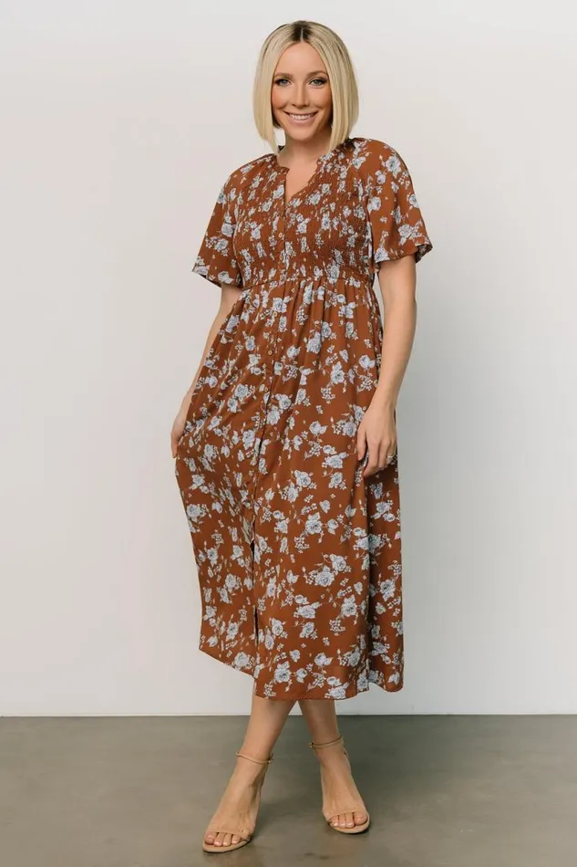 Women Botega Midi Dress Brown Blue Baltic Born Midi Dresses