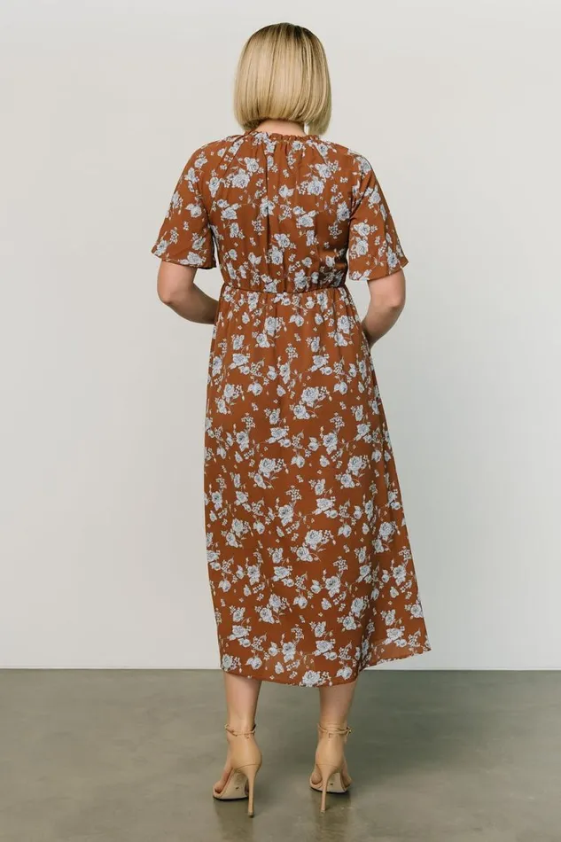 Women Botega Midi Dress Brown Blue Baltic Born Midi Dresses Women Botega Midi Dress Brown Blue Baltic Born Midi Dresses