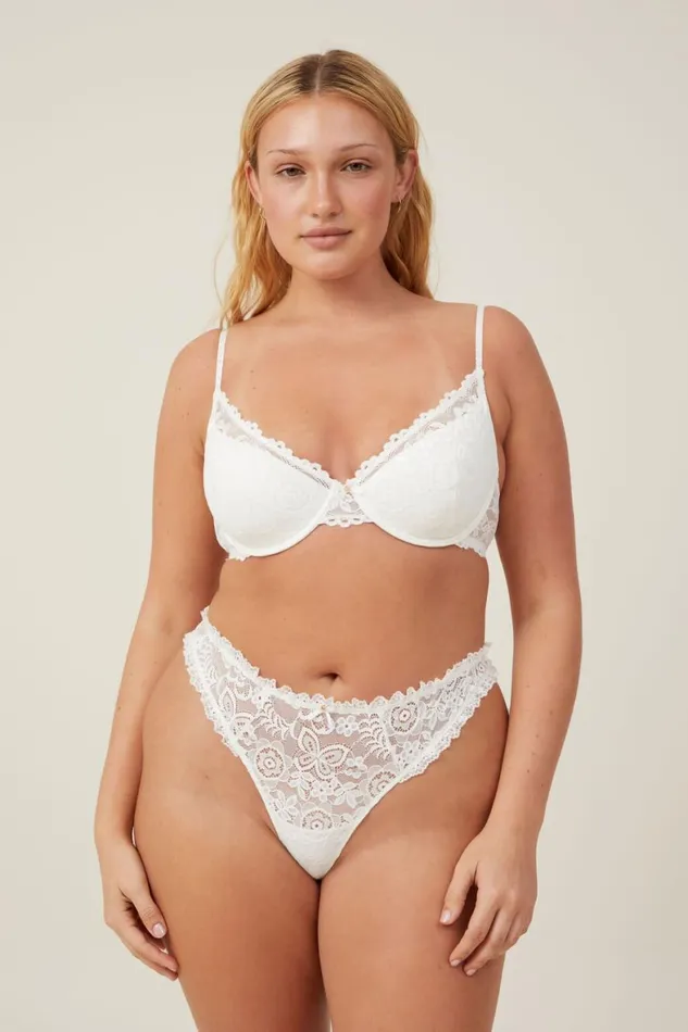 Women Bras Cotton On Butterfly Lace Lightly Lined Bra Cream