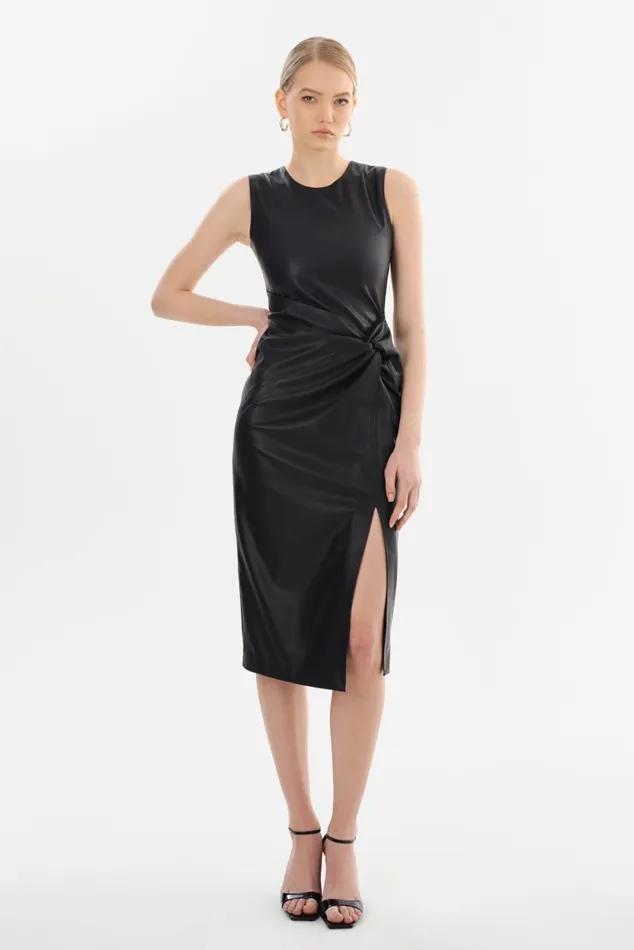 Women BRETT Faux Leather Dress Black LAMARQUE Dresses Women BRETT Faux Leather Dress Black LAMARQUE Dresses