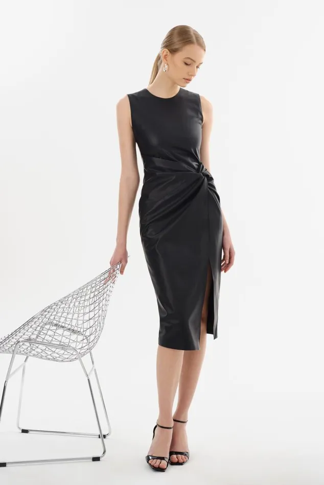 Women BRETT Faux Leather Dress Black LAMARQUE Dresses Women BRETT Faux Leather Dress Black LAMARQUE Dresses