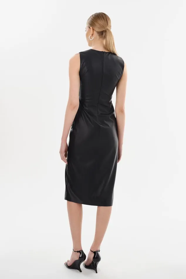 Women BRETT Faux Leather Dress Black LAMARQUE Dresses Women BRETT Faux Leather Dress Black LAMARQUE Dresses