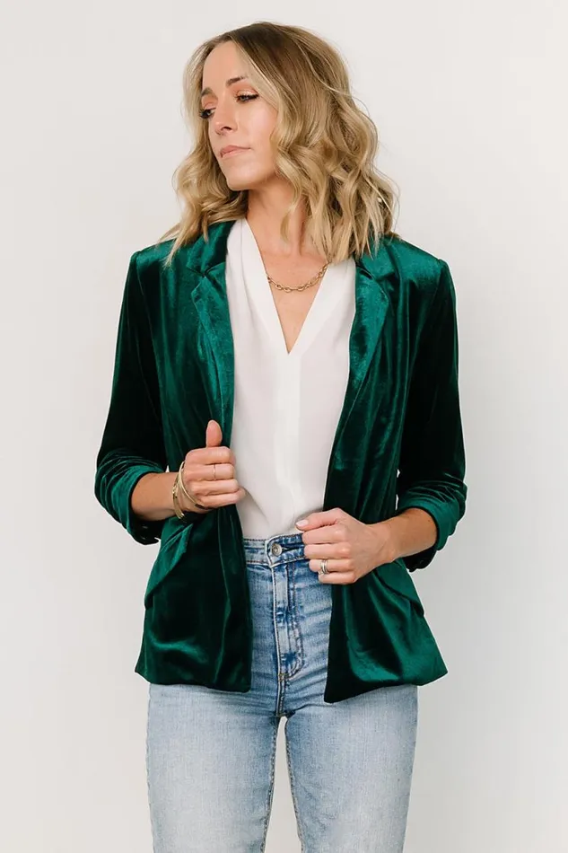 Women Brinton Velvet Blazer Dark Green Baltic Born Outerwear