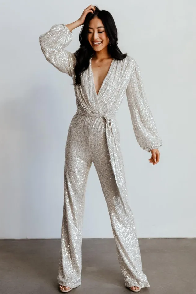 Women Brussels Sequin Jumpsuit Cream Baltic Born Jumpsuits and Rompers